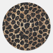 Luxury Glitter Gold Brown Black Leopard Pattern Runder Aufkleber (Vorderseite)