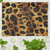 Luxury Glitter Gold Brown Rust Leopard Pattern Geschirrtuch (Gefaltet)