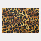 Luxury Glitter Gold Brown Rust Leopard Pattern Geschirrtuch (Horizontal)