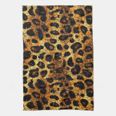 Luxury Glitter Gold Brown Rust Leopard Pattern Geschirrtuch (Vertikal)