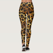 Luxury Glitter Gold Brown Rust Leopard Pattern Leggings (Rückseite)