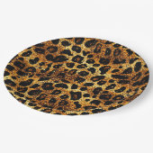 Luxury Glitter Gold Brown Rust Leopard Pattern Pappteller (Schrägansicht)