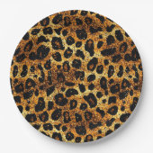 Luxury Glitter Gold Brown Rust Leopard Pattern Pappteller (Vorderseite)