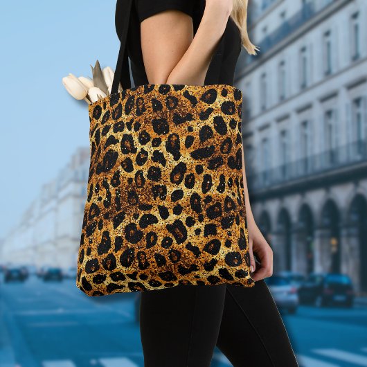 Luxury Glitter Gold Brown Rust Leopard Pattern Tasche