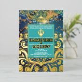 Luxury Glitzer Blue Sikh Anand Karaj Indian Folieneinladung (Stehend vorne)