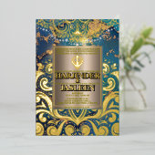 Luxury Glitzer Blue Sikh Anand Karaj Indian Folieneinladung (Stehend vorne)