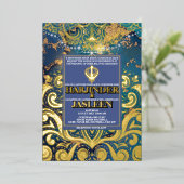 Luxury Glitzer Blue Sikh Anand Karaj Indian Folieneinladung (Stehend vorne)