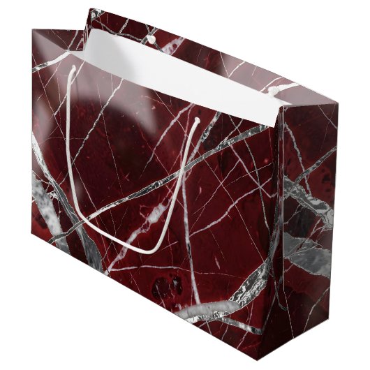 Luxury glossy red marble große geschenktüte (Vorderseite Schrägansicht)
