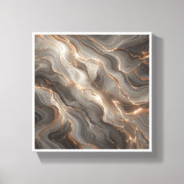 Luxury Glowing Gold Marble Abstract - Radiant Grey Leinwanddruck