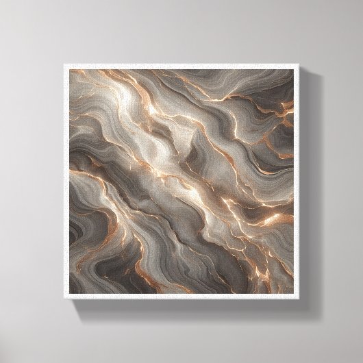 Luxury Glowing Gold Marble Abstract - Radiant Grey Leinwanddruck (Vorderseite)