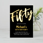 Luxury Gold '50' Adult Milestone 50. Geburtstag Folieneinladung (Stehend vorne)