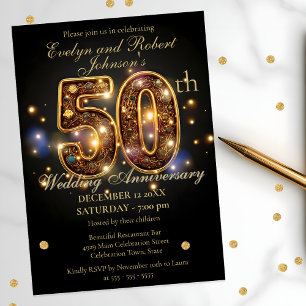 Luxury Gold 50. Hochzeitstag Jubiläumsfeier Einladung