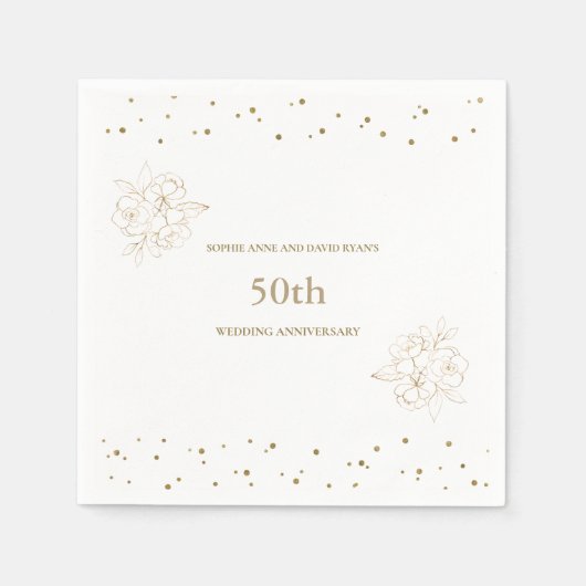 Luxury Gold 50. Hochzeitstag Serviette (Vorderseite)