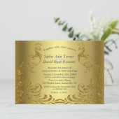 Luxury Gold Abstrakt Peacock Wedding Einladung (Stehend Vorderseite)