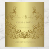 Luxury Gold Abstrakt Peacock Wedding Weinetikett (Einzelnes Label)