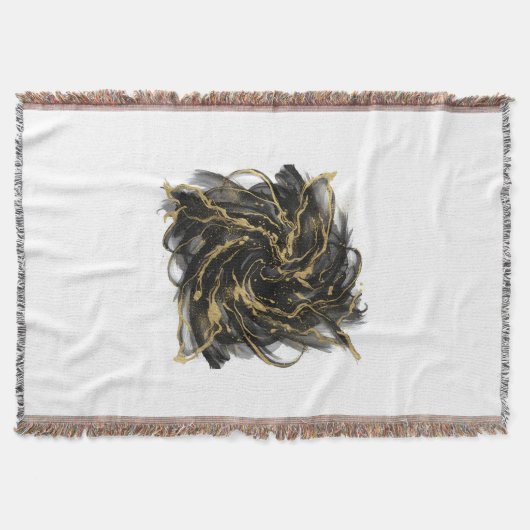 Luxury Gold and Black Abstract Marble Ink Flow Decke (Vorderseite)