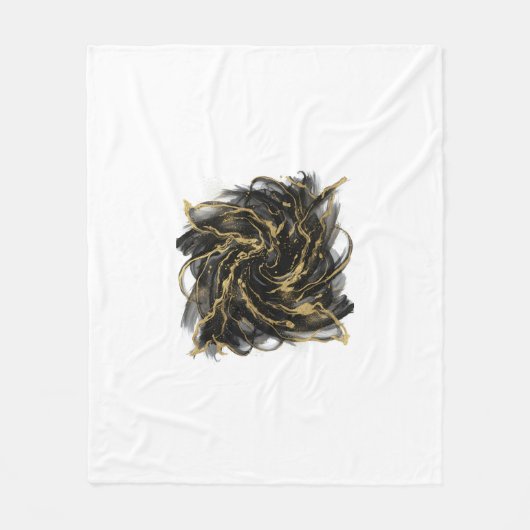 Luxury Gold and Black Abstract Marble Ink Flow Fleecedecke (Vorderseite)