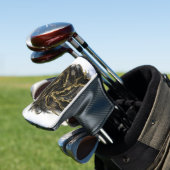 Luxury Gold and Black Abstract Marble Ink Flow Golf Headcover (In Situ)