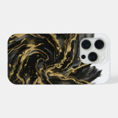 Luxury Gold and Black Abstract Marble Ink Flow iPhone Hülle (Rückseite (Horizontal))