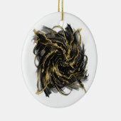 Luxury Gold and Black Abstract Marble Ink Flow Keramik Ornament (Rechts)