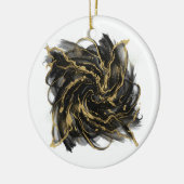 Luxury Gold and Black Abstract Marble Ink Flow Keramik Ornament (Links)