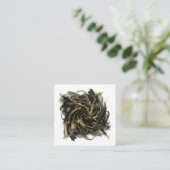 Luxury Gold and Black Abstract Marble Ink Flow Quadratische Visitenkarte (Stehend Vorderseite)