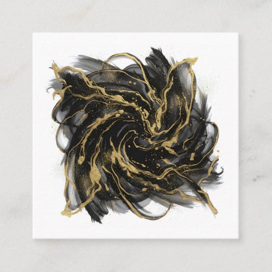 Luxury Gold and Black Abstract Marble Ink Flow Quadratische Visitenkarte (Vorderseite)