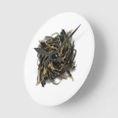 Luxury Gold and Black Abstract Marble Ink Flow Runde Wanduhr (Winkel)