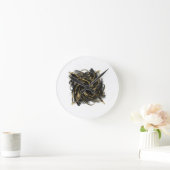 Luxury Gold and Black Abstract Marble Ink Flow Runde Wanduhr (Zuhause)