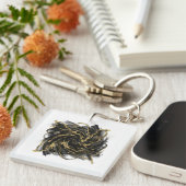 Luxury Gold and Black Abstract Marble Ink Flow Schlüsselanhänger (Vorderseite rechts)