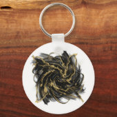 Luxury Gold and Black Abstract Marble Ink Flow Schlüsselanhänger (Vorderseite)