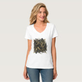 Luxury Gold and Black Abstract Marble Ink Flow T-Shirt (Vorderseite Vollansicht)