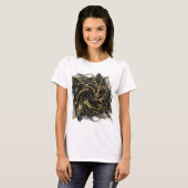 Luxury Gold and Black Abstract Marble Ink Flow T-Shirt (Vorne ganz)