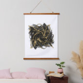 Luxury Gold and Black Abstract Marble Ink Flow Wandteppich Mit Holzrahmen (Schlafzimmer)