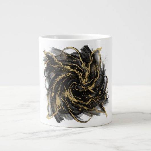 Luxury Gold and Black Abstract Marble  Jumbo-Tasse (Vorderseite)