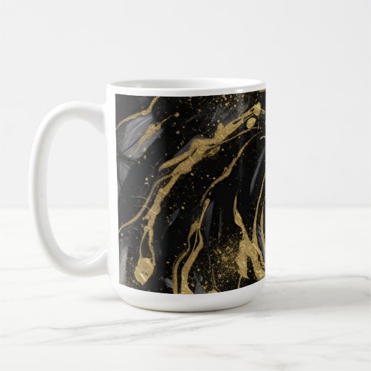 Luxury Gold and Black Abstract Marble Kaffeetasse (Links)