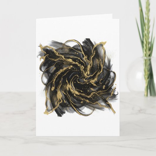 Luxury Gold and Black Abstract Marble Karte (Vorderseite)