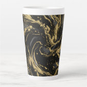 Luxury Gold and Black Abstract Marble Milchtasse (Vorderseite)
