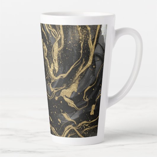 Luxury Gold and Black Abstract Marble Milchtasse (Rechts)