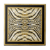 Luxury Gold and Black Abstract Zebra Pattern Fliese (Vorderseite)