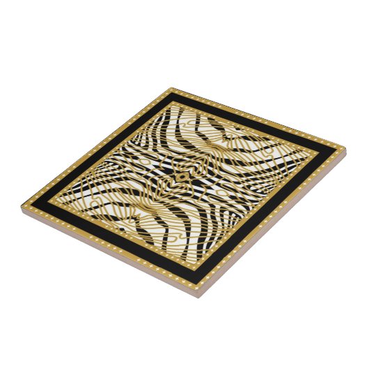 Luxury Gold and Black Abstract Zebra Pattern Fliese (Seite)