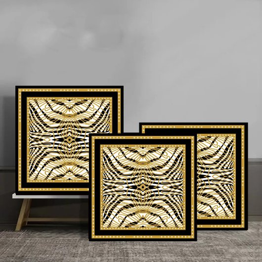 Luxury Gold and Black Abstract Zebra Pattern Fliese