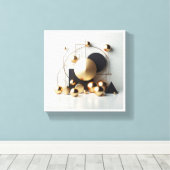 Luxury Gold and Black Geometric Abstract - Modern Leinwanddruck (Insitu (Holzboden))