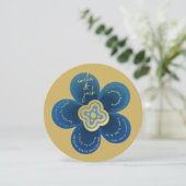 Luxury Gold and Navy Blue Floral Wedding Einladung (Stehend Vorderseite)