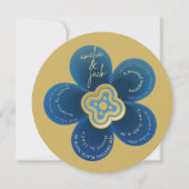 Luxury Gold and Navy Blue Floral Wedding Einladung (Vorderseite)