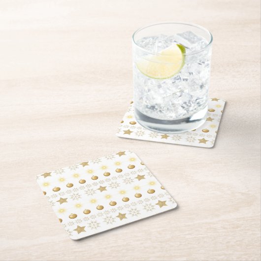 Luxury Gold and White Luxury Festive Rechteckiger Pappuntersetzer (Vor Ort)