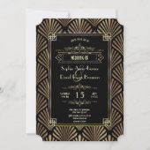 Luxury Gold Art Deco Große Hochzeit der 20er Jahre Einladung (Vorderseite)