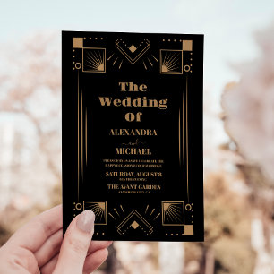 Luxury Gold Art Deco Große Hochzeit der 20er Jahre Einladung
