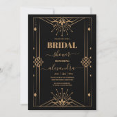 Luxury Gold Art Deco Grosses Brautparty der 20er J Einladung (Vorderseite)