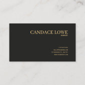 Luxury Gold Bee Hexagon Floral Midnight Black Visitenkarte (Rückseite)